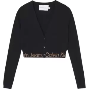 Calvin Klein Jeans Logo Intarsia Short Cardigan - Black