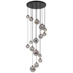 Luminosa Marshall Ceiling Pendant, 16 Light G9, Satin Black, Smoke Plated Glass