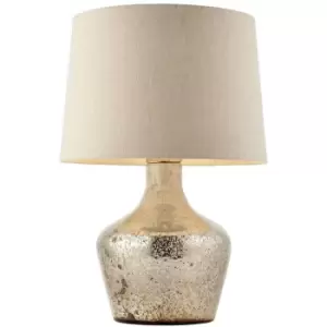 Modern Table Lamp Hammered Pearl Ombre & White Linen Shade Feature Bedside Light