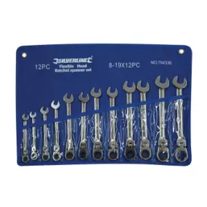 Silverline Flexible Head Ratchet Spanner Set 12pce 8 - 19mm 794336