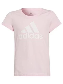 adidas Girls Big Logo T-Shirt - Pink/White, Size 11-12 Years, Women