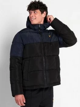 Lyle & Scott Colour Block Padded Jacket - Black, Size 2XL, Men