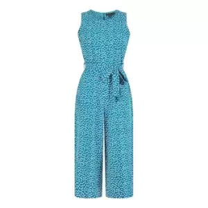 Mela London Teal Daisy Sleeveless Culotte Jumpsuit - Blue