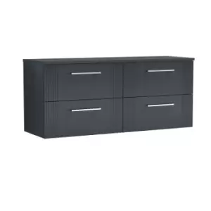 Nuie Deco 1200mm Wall Hung 4 Drawer Vanity & Worktop - Satin Anthracite