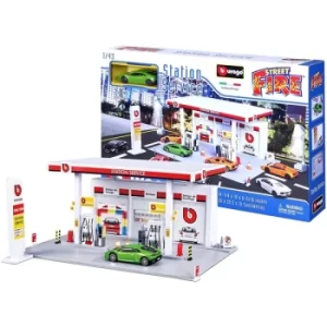 1:43 Street Fire Filling Station Garage Playset