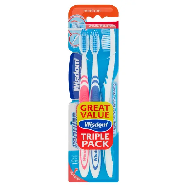 Wisdom Regular Fresh Medium Toothbrush 3Pcs