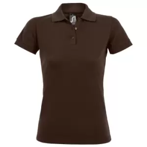 SOLs Womens/Ladies Prime Pique Polo Shirt (L) (Chocolate)