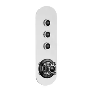 Hudson Reed Traditional Push Button Shower Valve (triple Outlet) - Black/Chrome