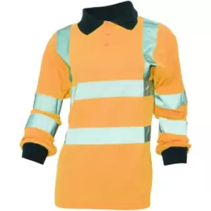 Yoko Ladies/Womens Hi-Vis Long Sleeve Polo Shirt (6XL) (Hi Vis Orange) - Hi Vis Orange