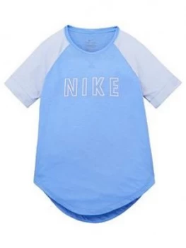 Nike Girls Dry Trophy Short Sleeve Top - Blue