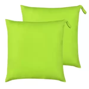 Furn. Plain Outdoor Polyester Filled Floor Cushions Twin Pack Lime