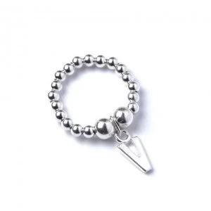 Initial V Charm with Sterling Silver Ball Bead Ring