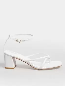 Yours Extra Wide Fit Toe Post Mid Block Sandal White, Size 5Eee, Women