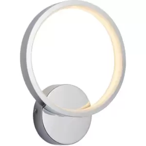 Round Bathroom Wall Light Fitting - Chrome Plate & White Diffuser - Warm White