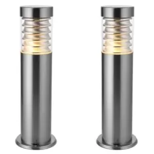 2 PACK Outdoor IP44 Bollard Light Marine Grade Steel Lamp Post Garden Patio