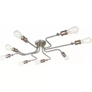 Loops - Semi Flush Ceiling Light - Aged Copper & Aged Pewter Plate - 8 x 40W E27 gls