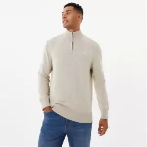 Jack Wills Funnel Neck Half Zip Jumper - Beige