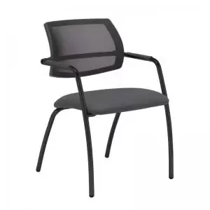 Tuba Black 4 leg frame conference chair with half mesh back - Blizzard