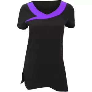 Womens/Ladies Ivy Beauty And Spa Tunic (Contrast Neckline) (Pack of 2) (16) (Black / Purple) - Black / Purple - Premier