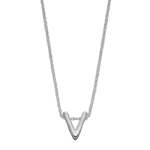 Sterling Silver Alphabet Letter V Necklace