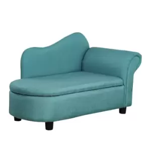 Homcom Kids Sofa Toddler Chair With Storage Compartment Eucalyptus Wood Light Blue