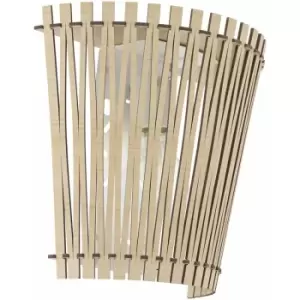 Loops - Wall Light Colour White Shade Maple Wood Fencing Surround Bulb E27 1x60W