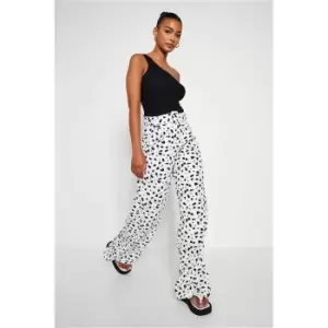 I Saw It First White Spotted Belted Wide Leg Trousers - White