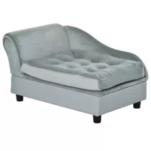 PawHut Pet Sofa Couch W/ Storage & Plush Cushions - Light Blue