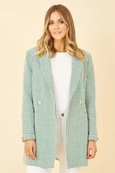 Green Check Long Line Blazer