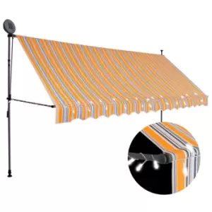 Vidaxl Manual Retractable Awning With LED 400cm Yellow And Blue