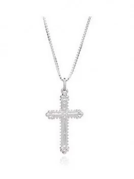 Rachel Jackson London Sterling Silver Floral Cross Charm Pendant Necklace