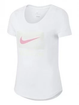 Nike Girls Dry Scoop T-Shirt, White, Size XS, 6-8 Years, Women