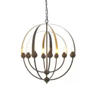 Brixen 8 Light Ceiling Pendant Antique Bronze & Matt Gold Paint