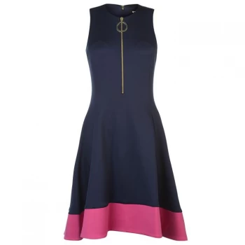 DKNY Slim Line Fit and Flare Dress Ladies - Midnight