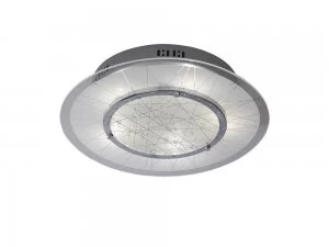 Flush Ceiling Round 5 Light Polished Chrome, Glass, Crystal