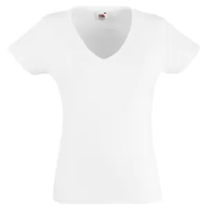 Fruit Of The Loom Ladies Lady-Fit Valueweight V-Neck Short Sleeve T-Shirt (2XL) (White)