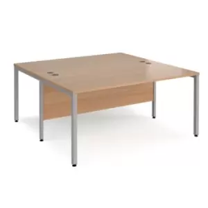 Office Desk 2 Person Rectangular Desk 1600mm Beech Tops With Silver Frames 1600mm Depth Maestro 25