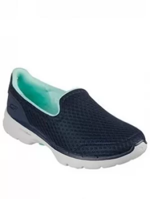 Skechers Go Walk 6 Slip On Plimsolls, Navy, Size 4, Women