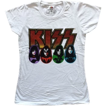 KISS - Logo, Faces & Icons Womens Medium T-Shirt - White