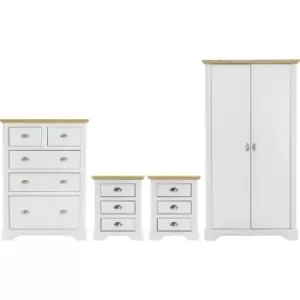 Seconique - Toledo 2 Door Wardrobe Bedroom Set in White and Oak 2 Man Delivery