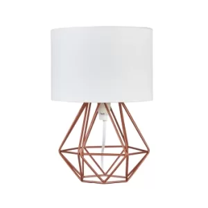 Mini Angus Copper Geometric Table Lamp with White Shade