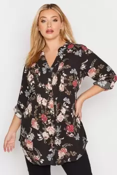 Floral Print Pintuck Shirt