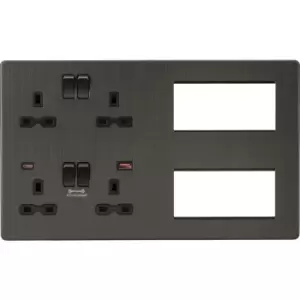 Screwless Combination Plate with Dual USB FASTCHARGE A+C - Smoked Bronze 230V IP20