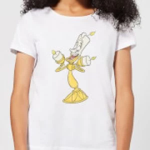 Disney Beauty And The Beast Lumiere Distressed Womens T-Shirt - White - 3XL