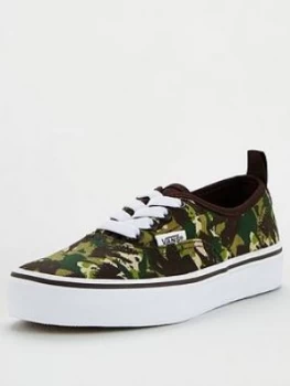 Vans Childrens Authentic Elastic Lace Animal Camo - Brown, Size 12