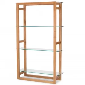 Tribeca Solid American White Oak Bookcase with Glass Shelves