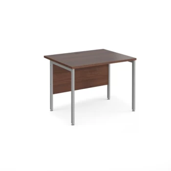 Office Desk 1000mm Rectangular Desk With H-Frame Leg Walnut Tops With Silver Frames 800mm Depth Maestro 25