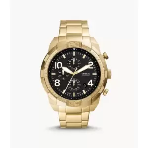 Fossil Mens Bronson Chronograph Gold-Tone Stainless Steel Watch - Gold