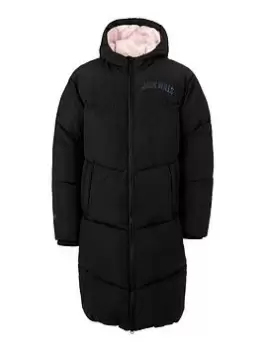 Jack Wills Girls Long Line Padded Coat - Black, Size 10-11 Years, Women