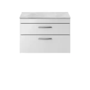 Nuie Athena 800 Wall Hung 2-drawer Vanity & Bellato Grey Worktop - Gloss Grey Mist